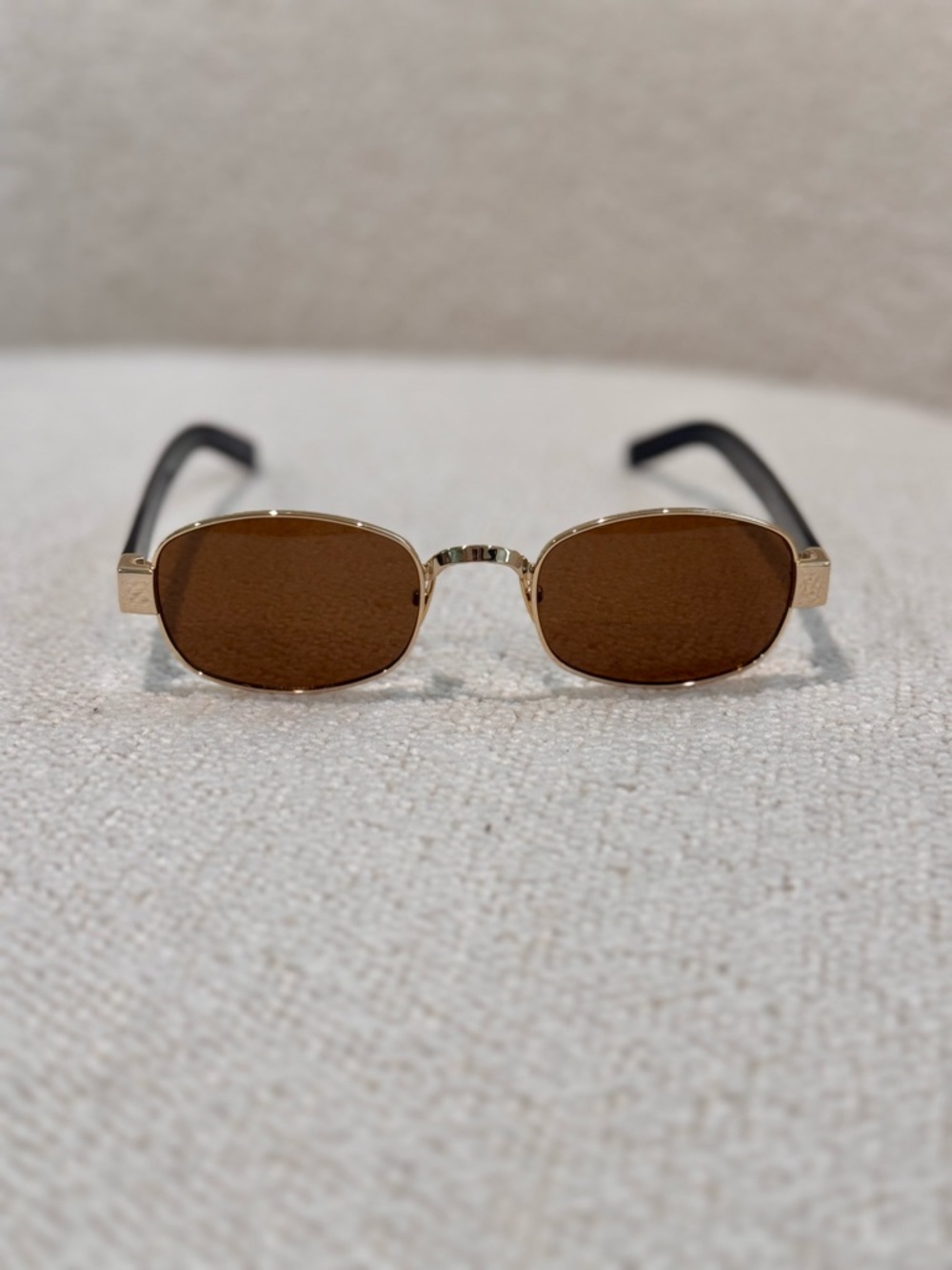 Yves Saint Laurent Gold Frame Sunglasses with Brown Lenses and Black Temples - Picture 2 of 12